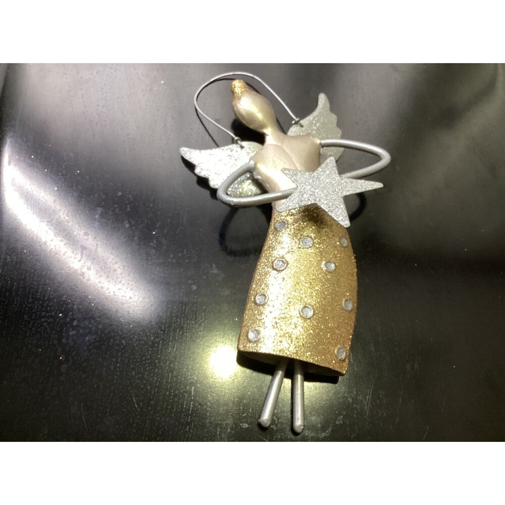 Pier 1 Metal Gold and Silver Tone Angel Ornament 6 in
